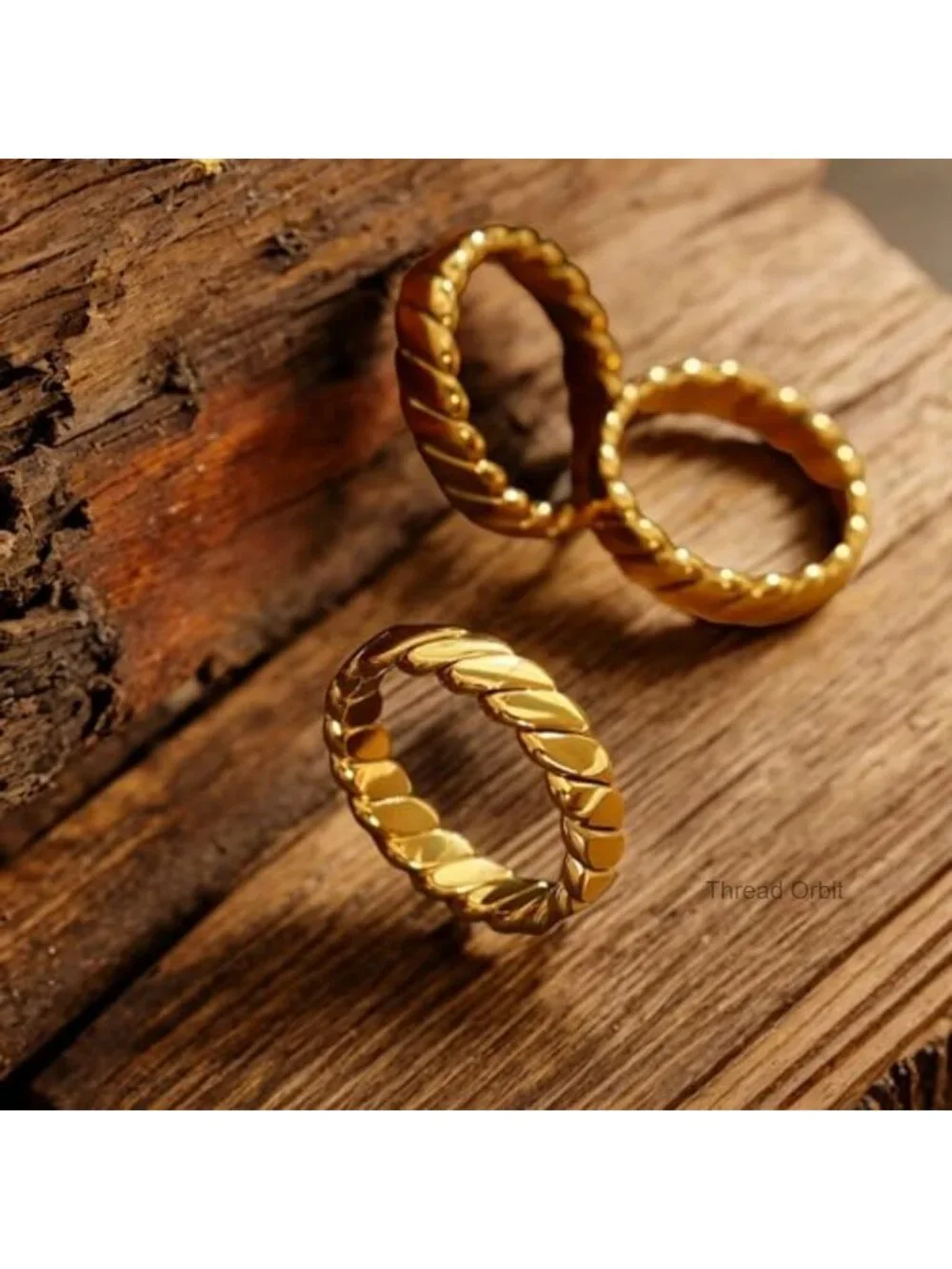 4mm Twisted Stacking Bands Ring 14K Gold Plated Women Stackable